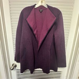 Talbots merino wool Purple Open Front cardigan blazer XL petite